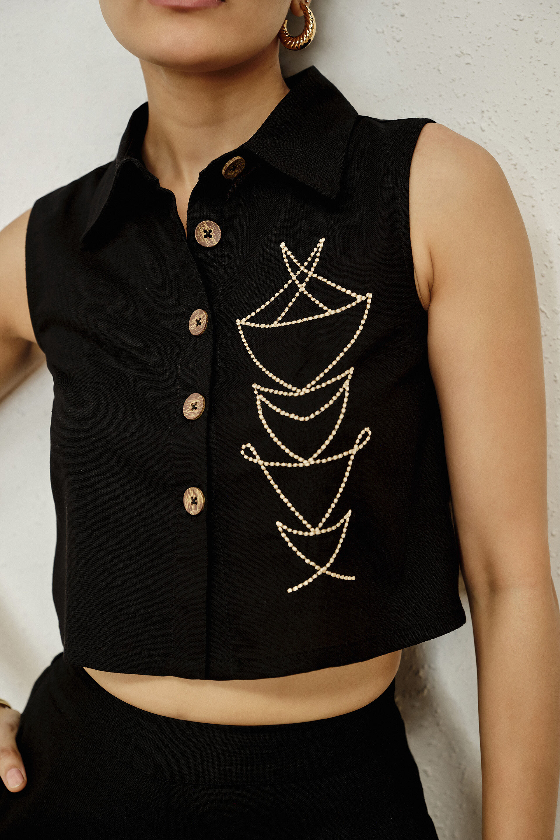 Veslyn Embroidered Co-ord Set, Black, image 4